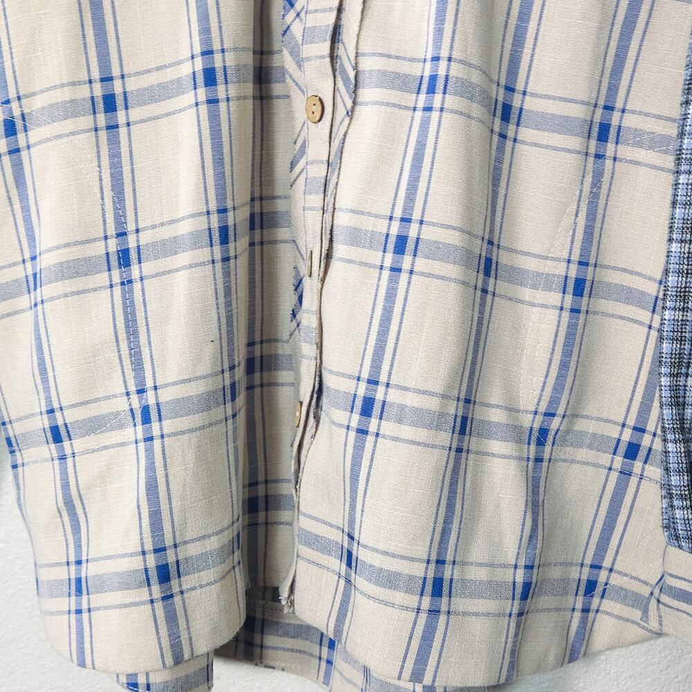 Listicle Plaid Button Down Shirt Blue White Size L Coastal Normcore - Picture 5 of 10